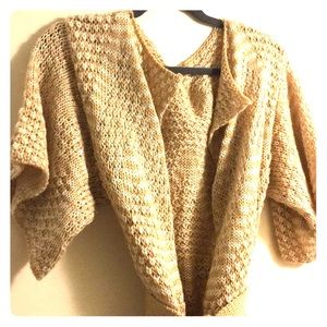 Flutter sleeve crochet wrap sweater